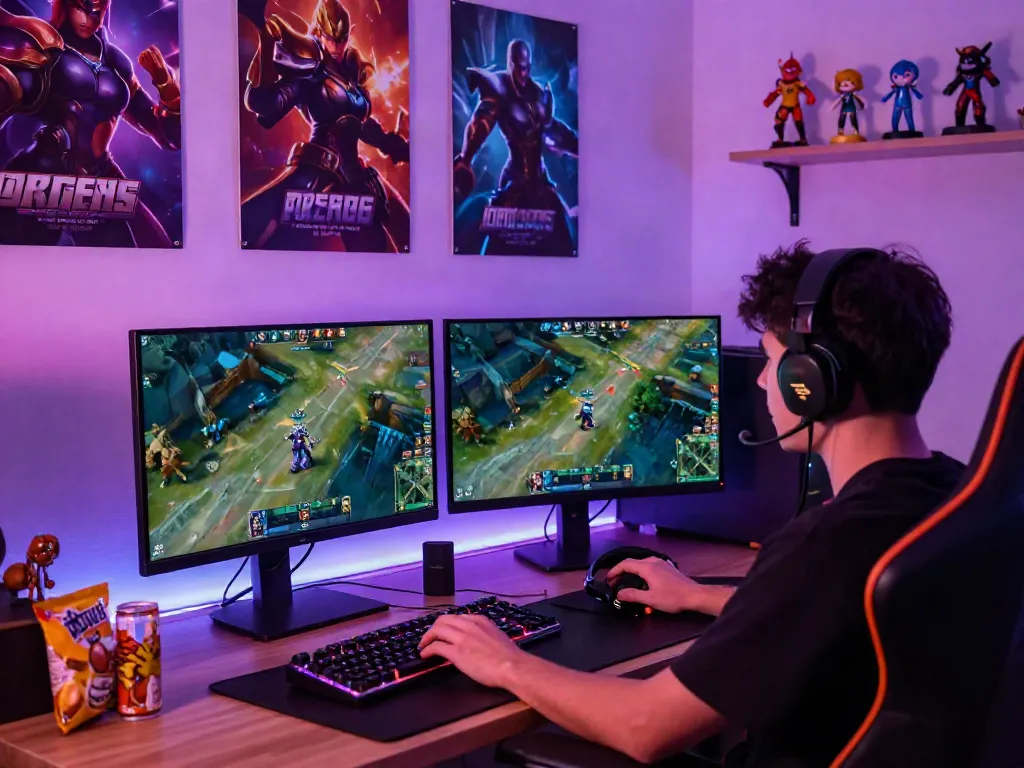 Player enjoying ku88 esports in a vibrant gaming environment with colorful setup.