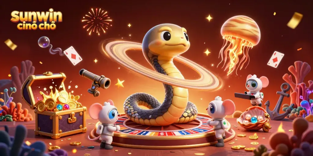 Engage with thrilling gameplay at sunwin chính chủ within an exciting cosmic casino scene featuring bets on roulette rings.