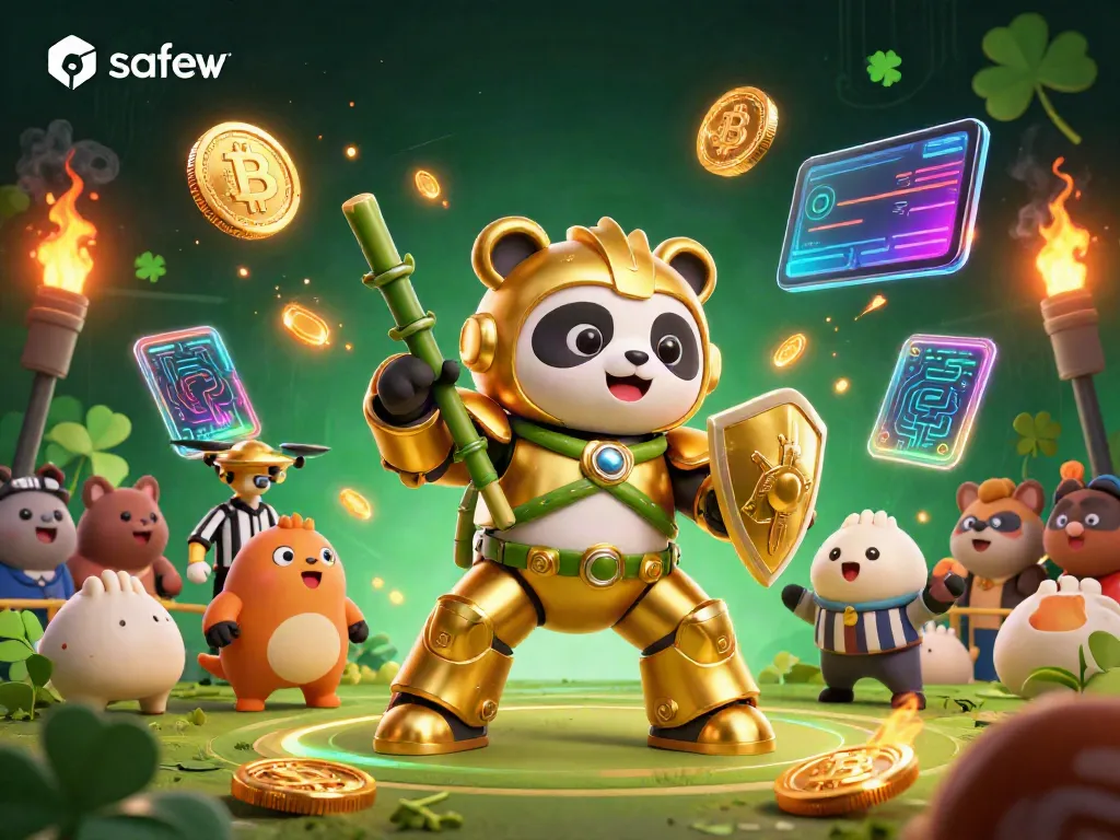 Experience the excitement of safew with stunning 3D characters and vibrant cryptocurrency elements in a dynamic casino setting.