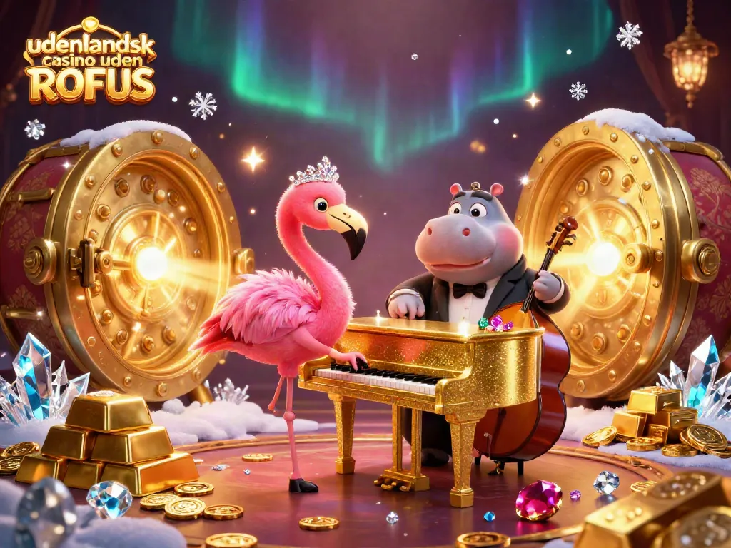 Experience the allure of udenlandsk casino uden ROFUS with dazzling gems and gold, and vibrant casino characters.