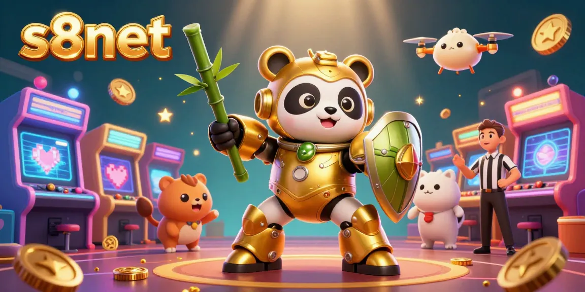 Engage with the exciting features of the s8net casino platform highlighted in a dynamic 3D illustration.