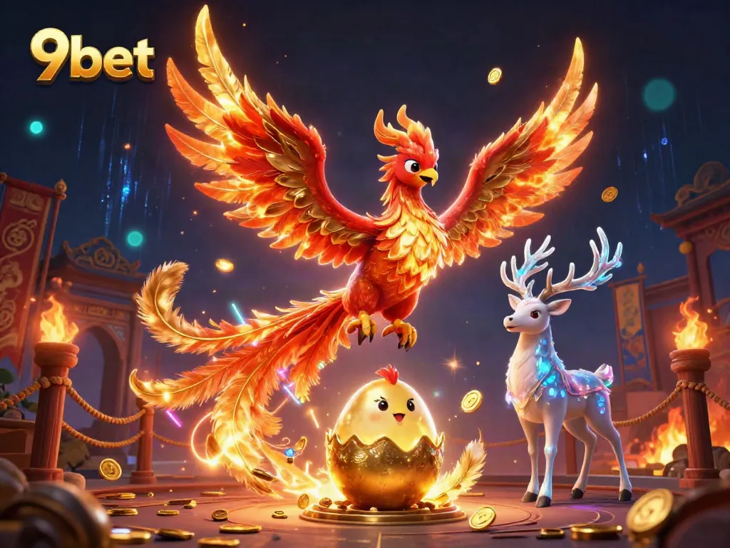 Engage in the thrilling world of 9bet, where a phoenix soars, igniting excitement and adventure.