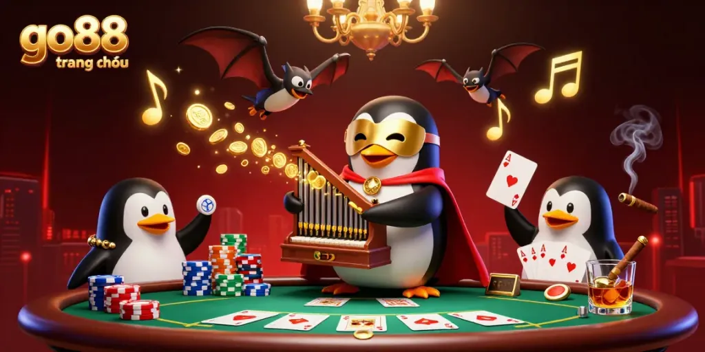 Experience the excitement at go88 trang chủ with our vibrant casino-themed illustration featuring coin-filled gameplay.