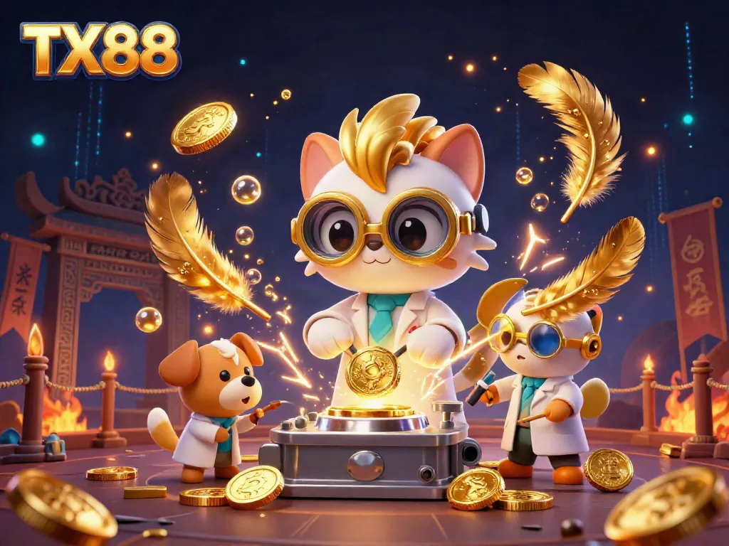 Engage in thrilling gameplay with TX88 featuring mad scientist and his assistant amidst casino elements.