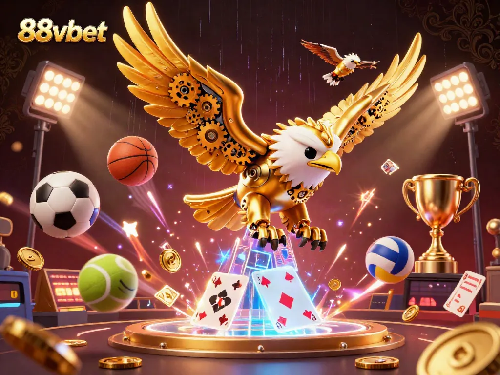 Engage with thrilling 88vbet action in an ultra-detailed 3D casino scene filled with dynamic sports elements.