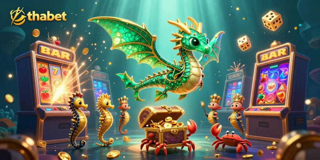 Experience the exciting gameplay of thabet with vibrant casino elements and enchanting underwater characters.