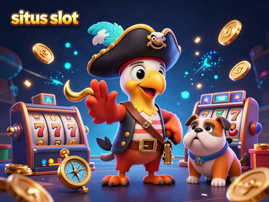Experience the excitement of situs slot with a lively casino scene full of animated characters and dynamic elements.