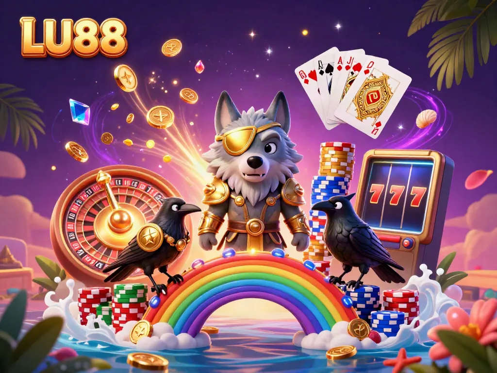Experience winning moments at LU88 with an action-filled 3D illustration of a Norse-inspired casino scene.