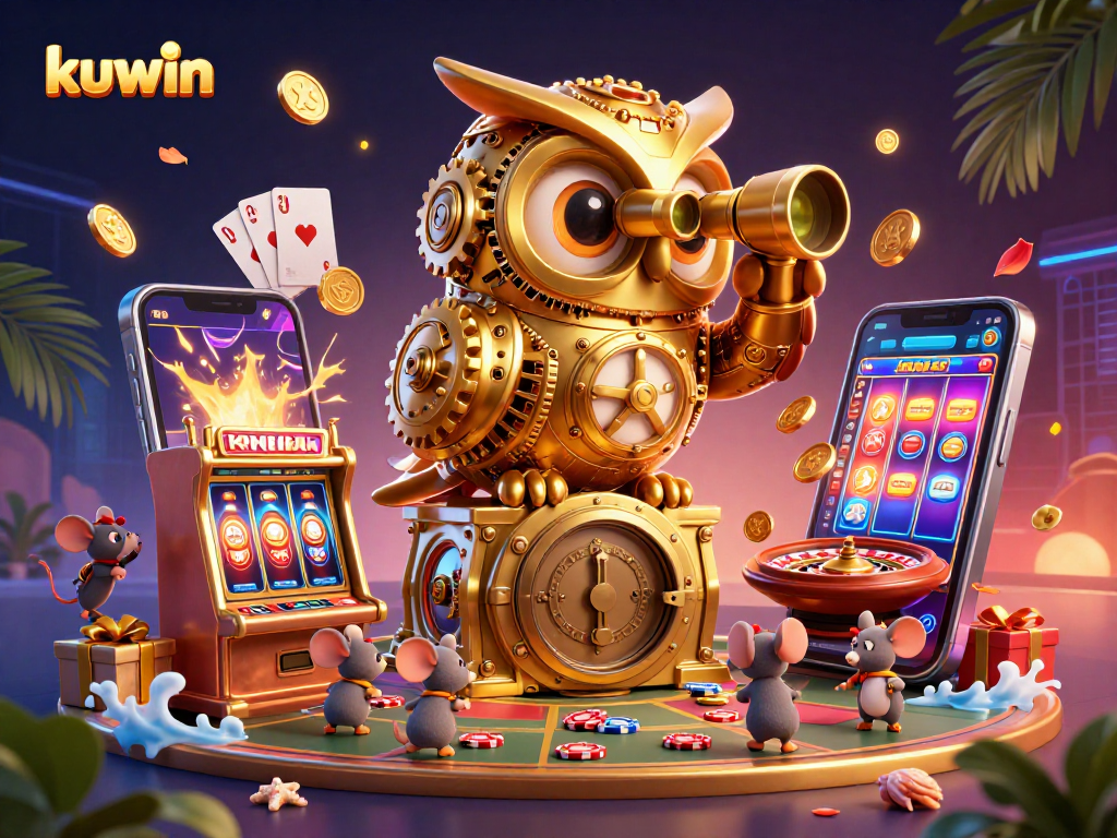 kuwin enhances your casino experience with a dynamic scene of fun and excitement in a bustling casino.