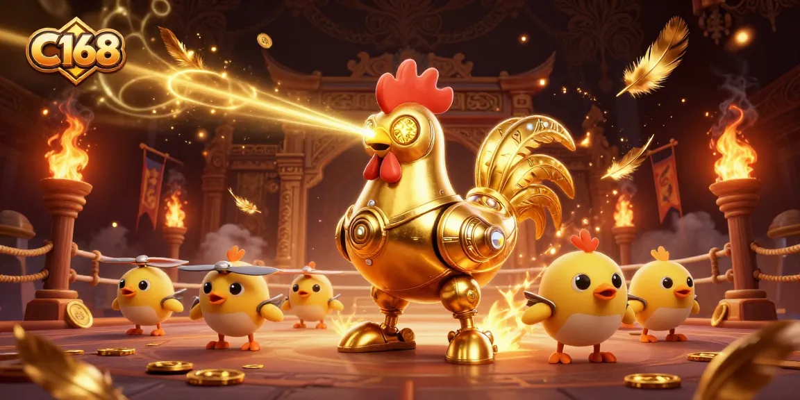 Experience dynamic gaming action at C168 with vibrant golden creatures in a lively casino setting.