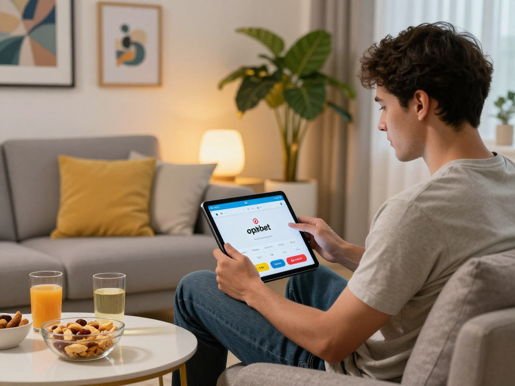 Engaging with the oxbet app in a vibrant home setting, showcasing user experience in online gaming.