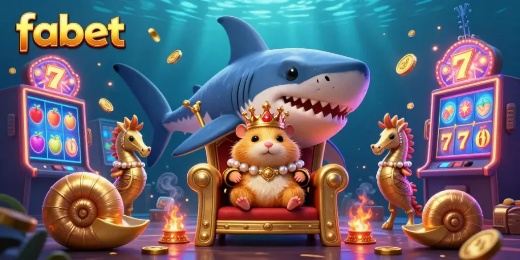 Spin the reels with fabet's thrilling casino elements in this unique underwater scene.
