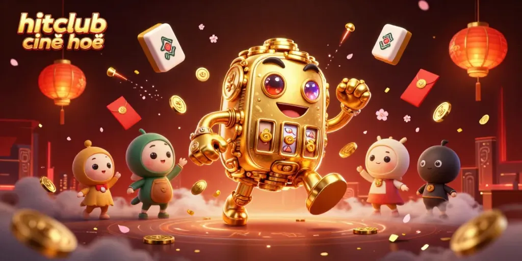 Experience thrill and excitement at hitclub chính chủ with our vibrant 3D casino illustration featuring gold, lanterns, and action.