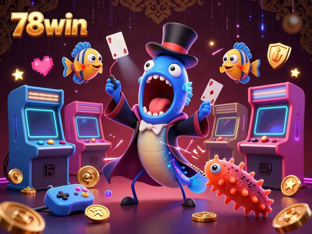 Experience thrilling gameplay with 78win's vibrant 3D illustration of a deep-sea magic show.