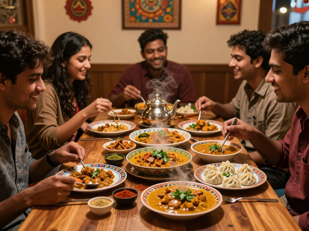 Celebrating authentic flavors at ROKOK88 with premium curry and momo in a warm dining atmosphere.