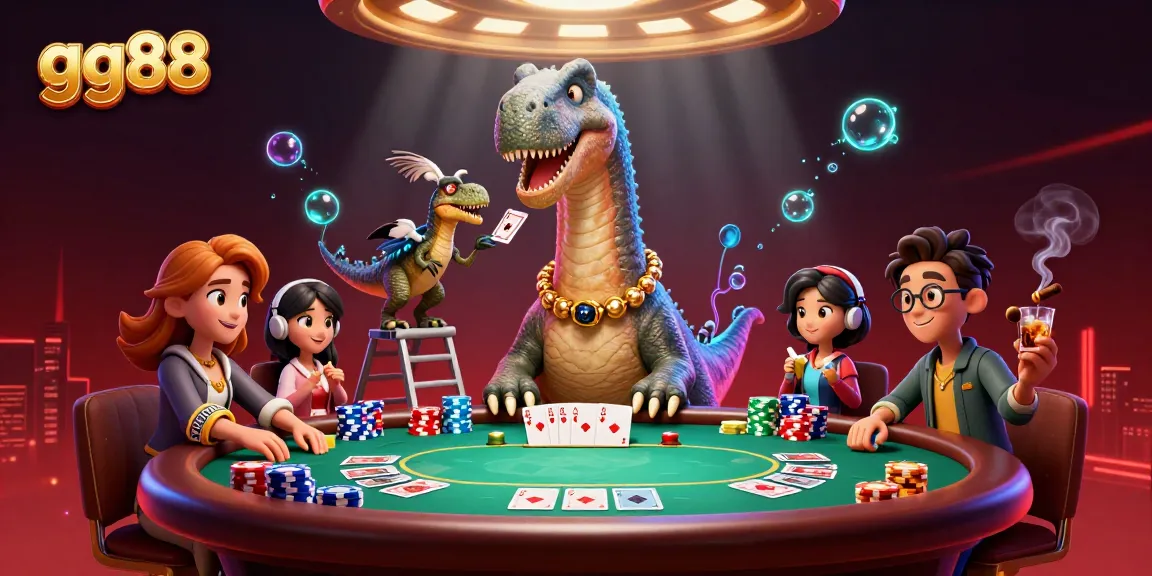 Experience thrilling poker action with gg88 in a dynamic casino scene featuring unique characters.