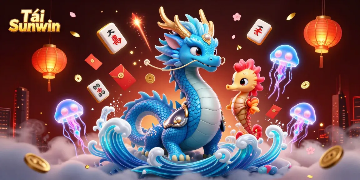 Experience Tải Sunwin with a vibrant underwater scene featuring a majestic water dragon and exciting casino elements.