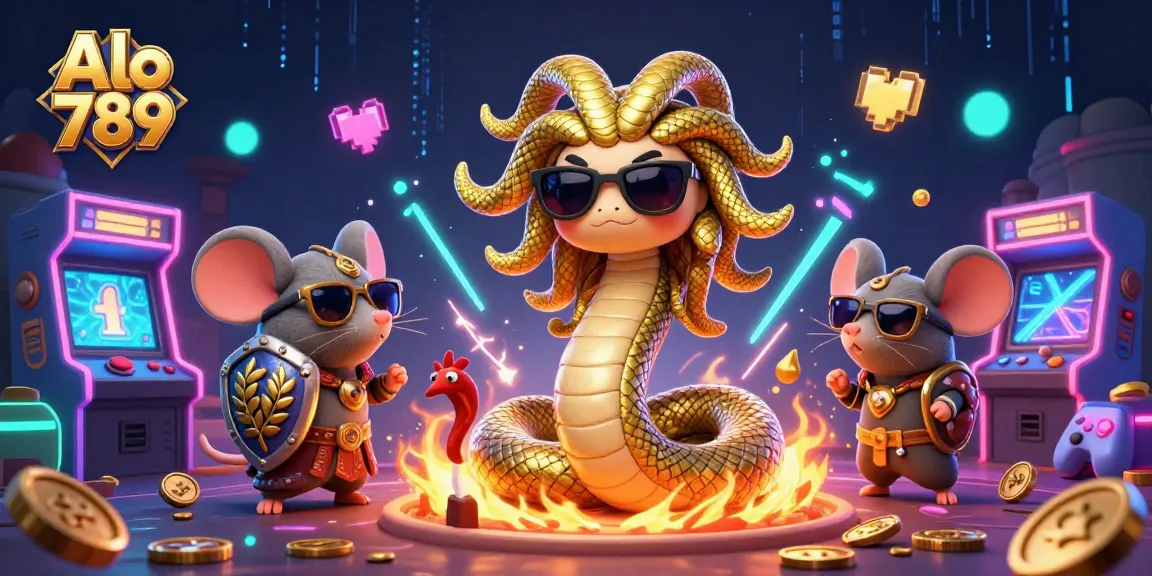 Engage with exciting cockfighting action at Alo 789, featuring Medusa and a brave mouse in a vibrant gaming scene.