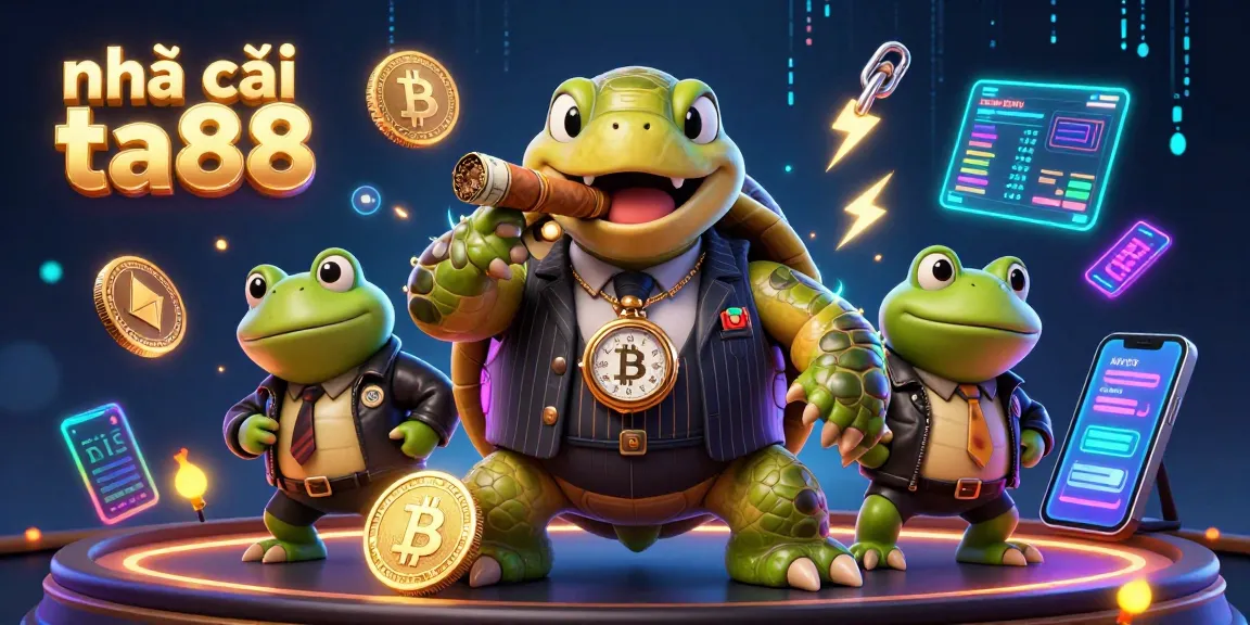 Bet on winnings with nhà cái ta88 featuring a snapping turtle mobster and casino elements.