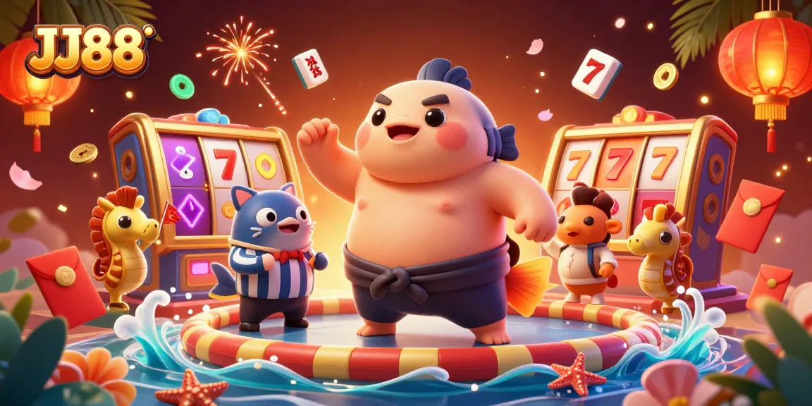 Experience thrilling gameplay with JJ88 as a puffed-up fugu and friends in an underwater casino!
