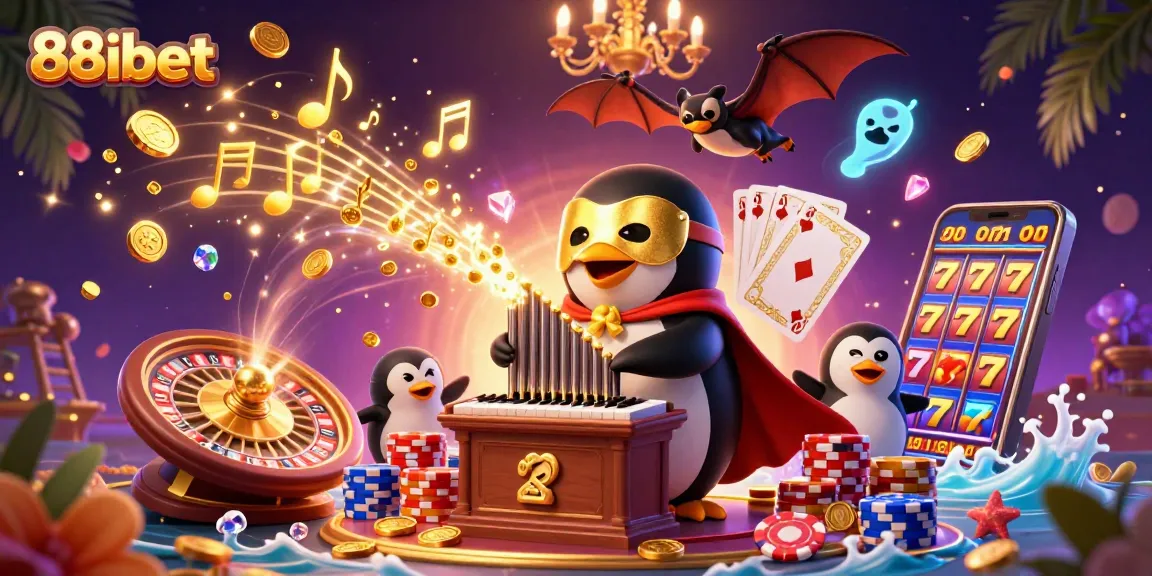 Experience thrilling gameplay with 88ibet's vibrant casino elements, golden coins, and slot machines.